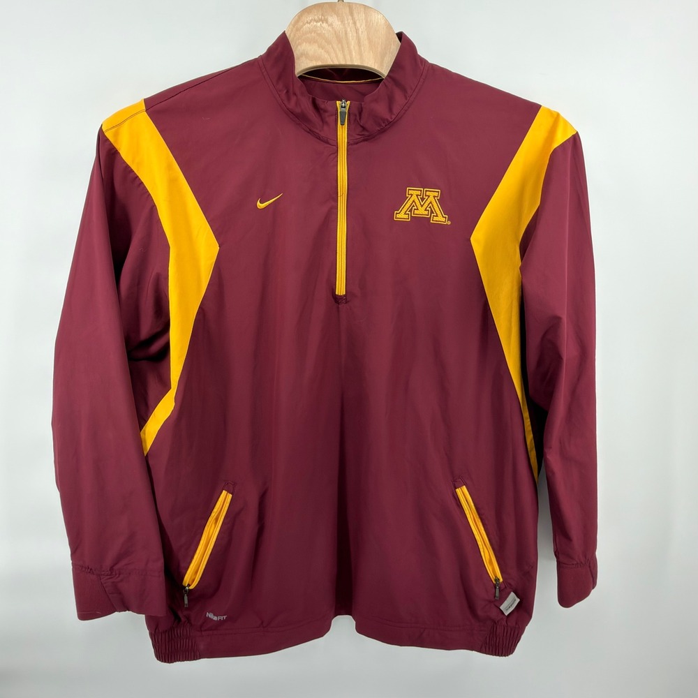 Vintage Nike Team Minnesota Golden Gophers Windbreaker Jacket Mens XXL 1/4 Zip